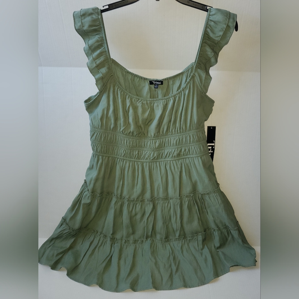 Trixxi Juniors Tiered Summer Mini Dress Sz XXL Olive